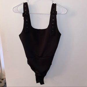 F21 Black Belted Bodysuit